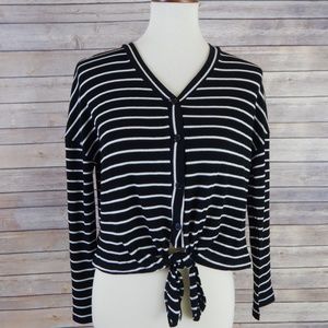 NWT Good Luck Light Wt Black White Striped Sweater